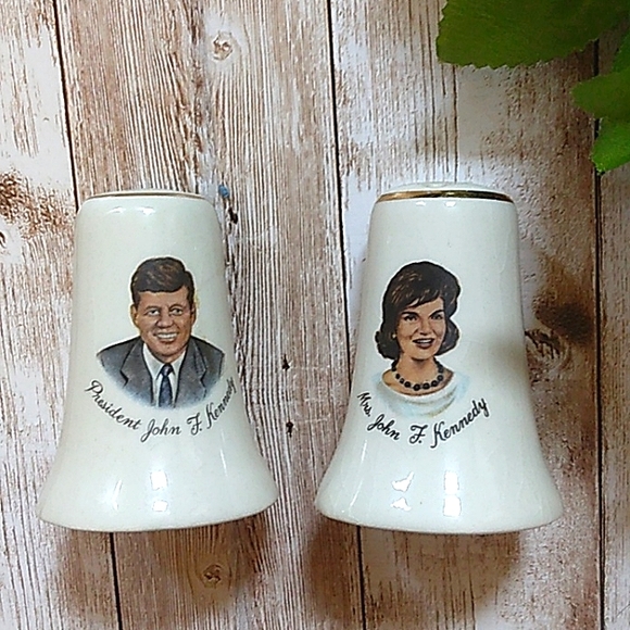 Kitchen Vintage John F Kennedy And Mrs John F Kennedy Salt And Pepper
